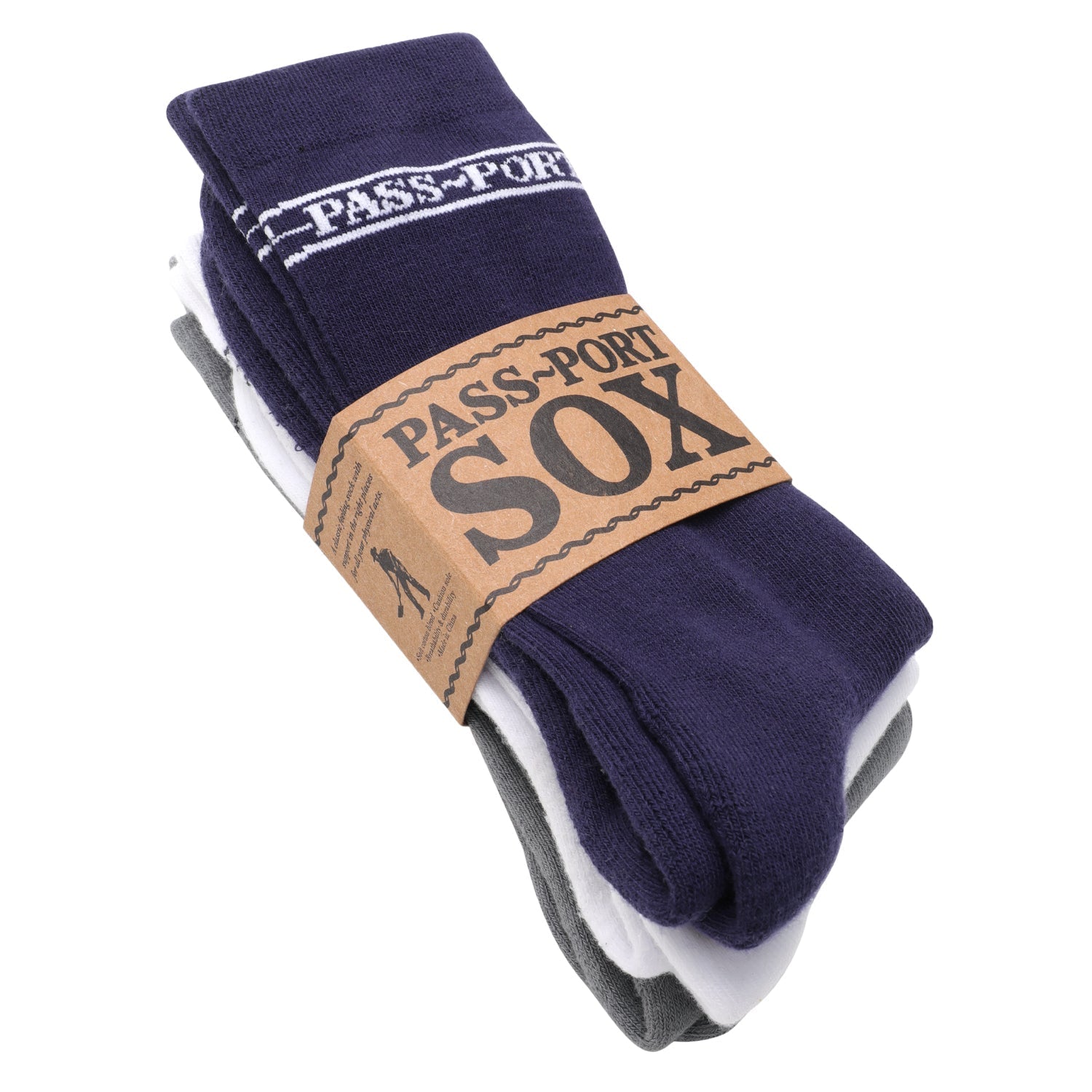 Passport Hi Sox 3-Pack Socks - Navy / White / Grey