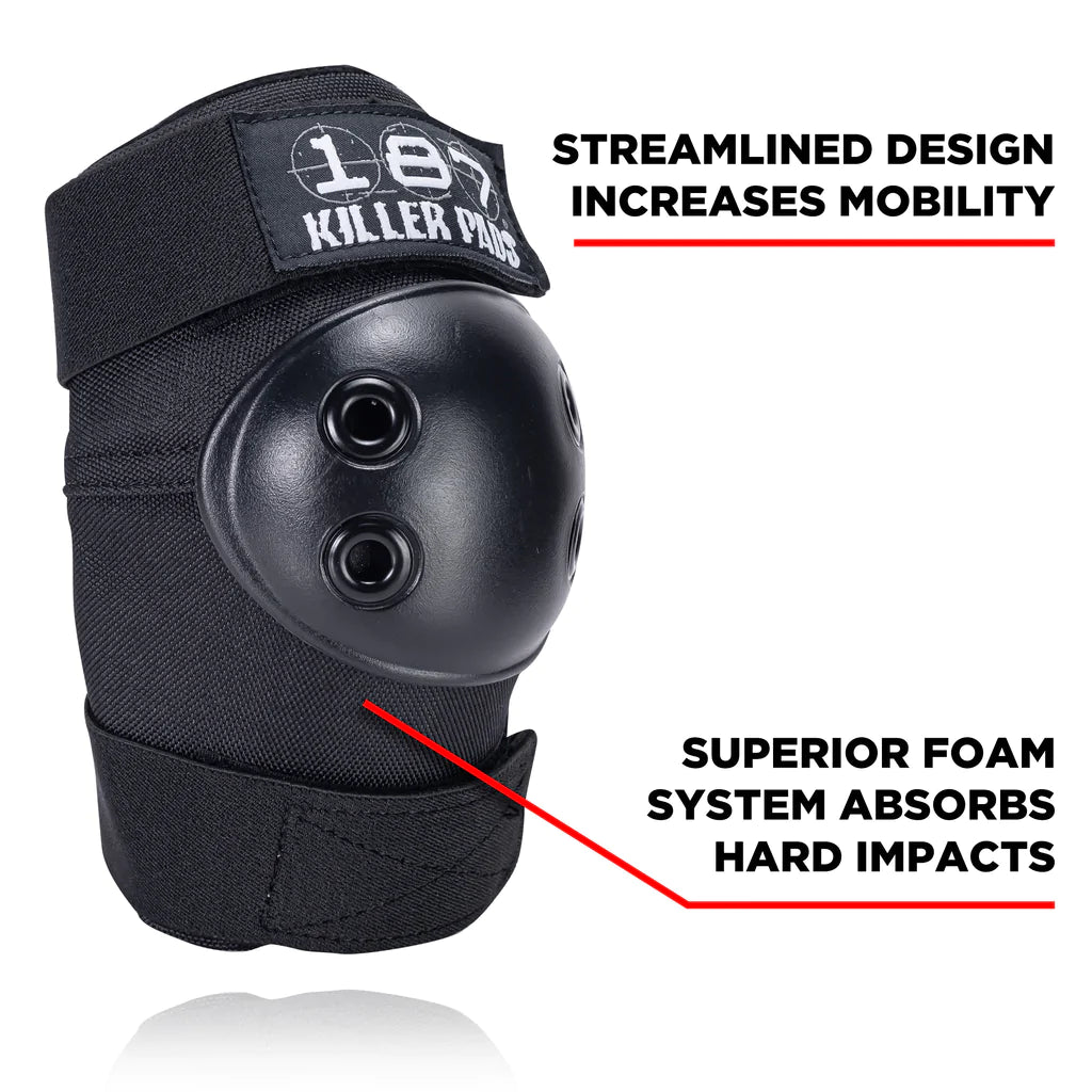 187 Six Pack Junior Skate Pads - Black