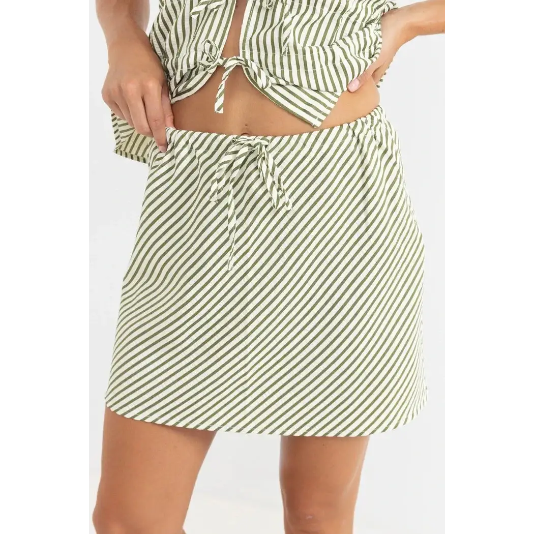 Rhythm Cove Stripe Bias Cut Mini Skirt