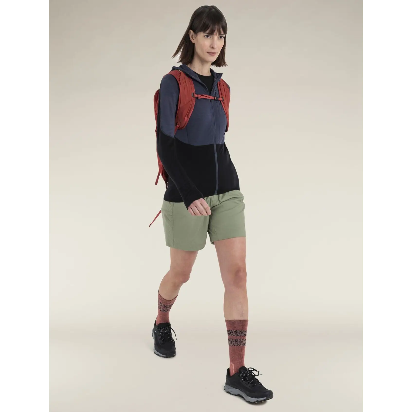 Icebreaker Womens Merino Blend 200 Realfleece Descender Long Sleeve Zip Hoodie