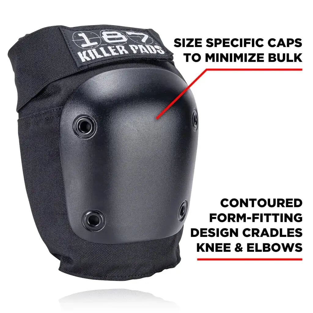 187 Six Pack Junior Skate Pads - Black