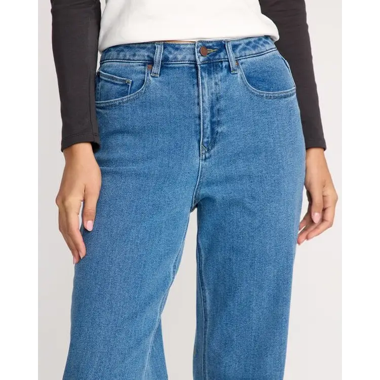 Volcom Stoned Boyfriend Hirise Jeans - Deep River Blues