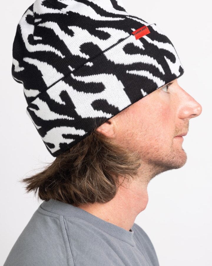 Autumn Tribal Flames Beanie Black