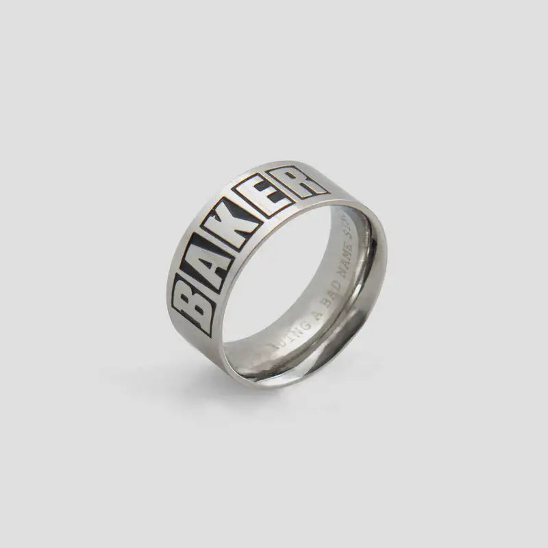 Baker Brand Logo Silver Ring