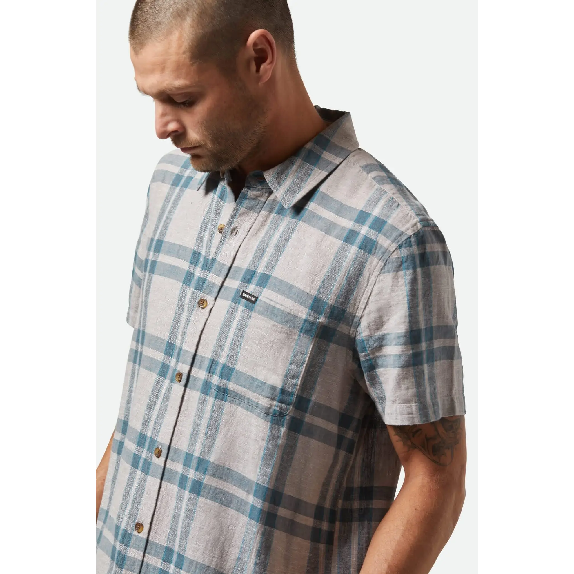 Brixton Charter Linen Blend Short Sleeve Shirt