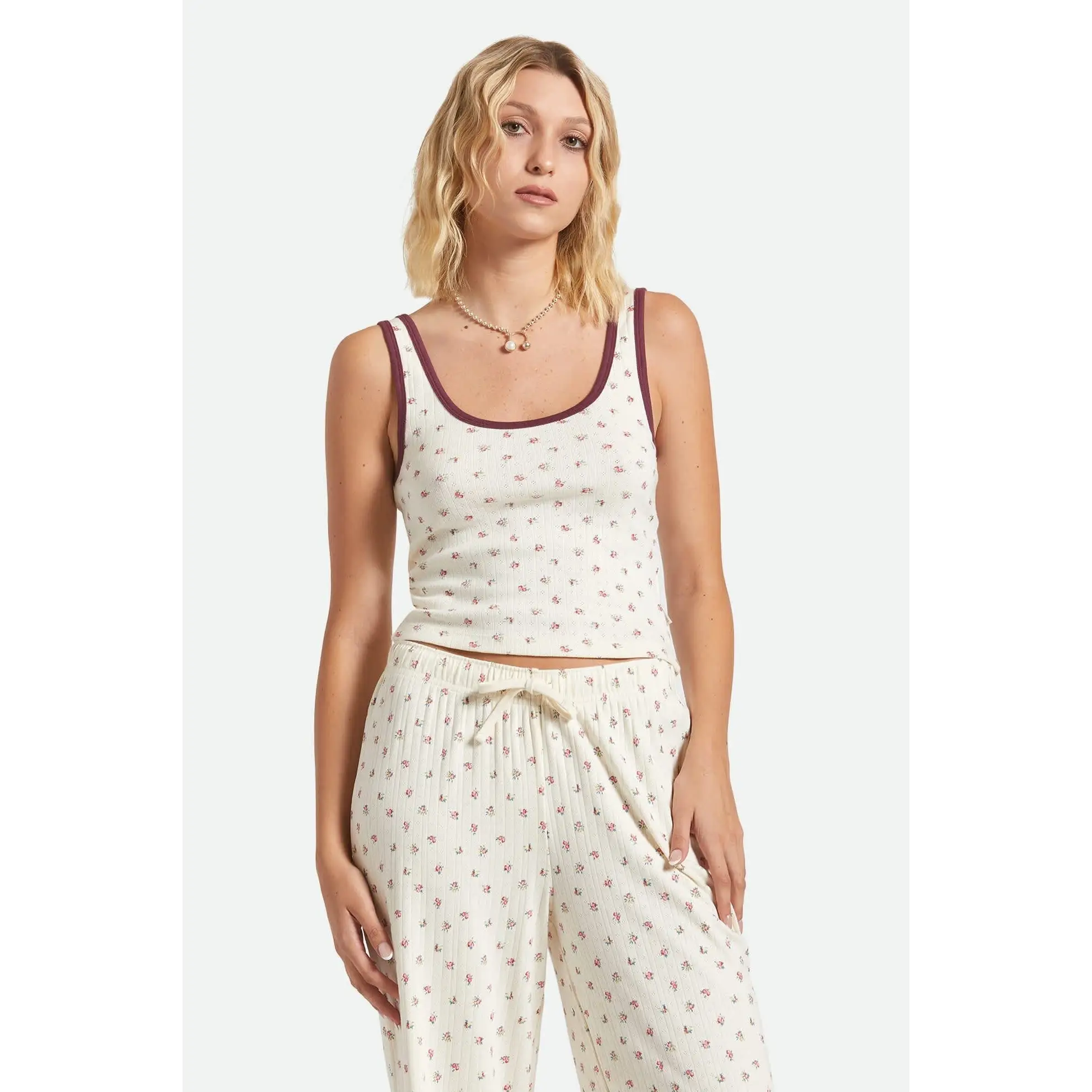 Brixton Off Duty A-Tank Top - Floral Pointelle