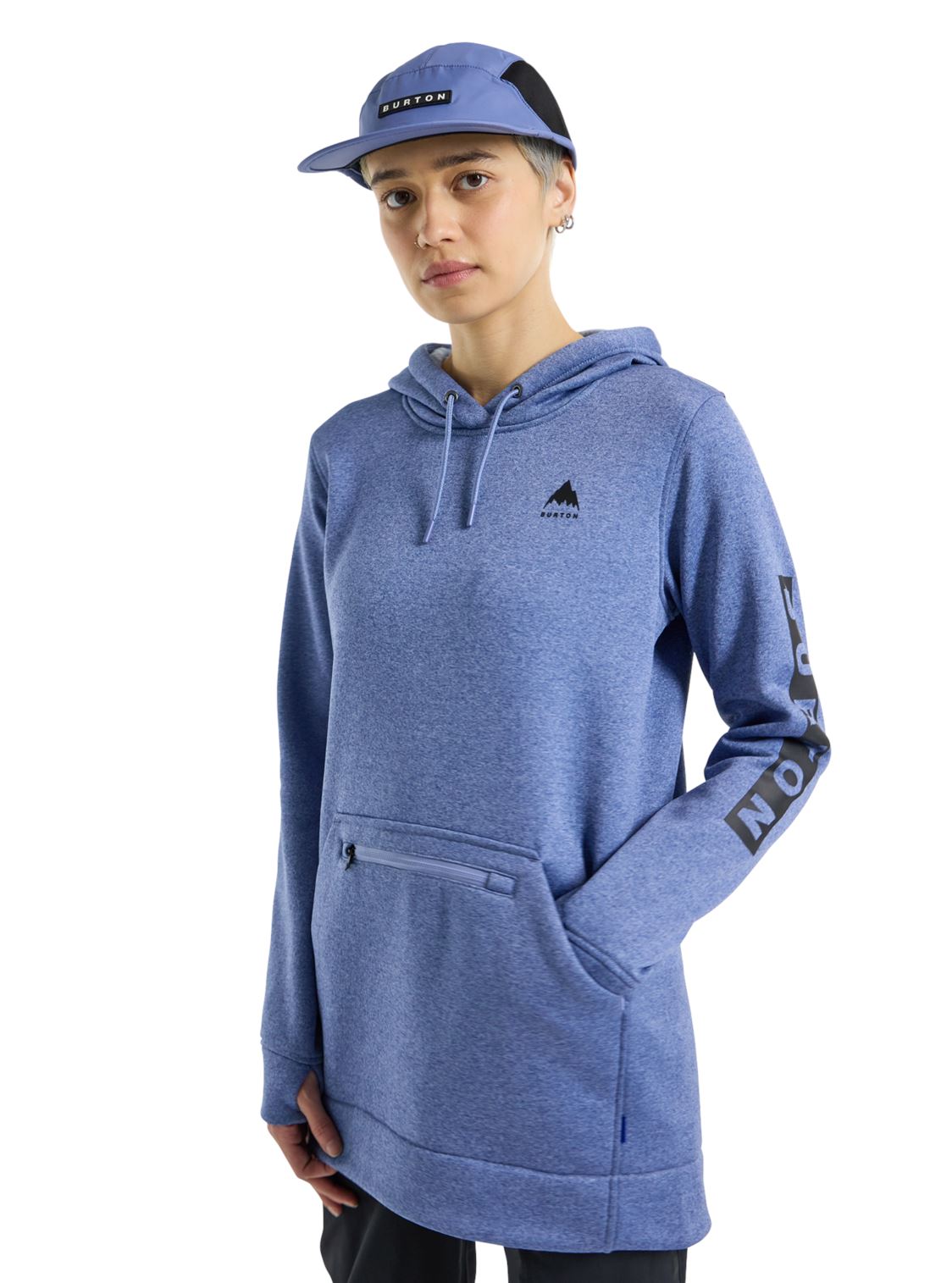 Burton Oak Long Womens Pullover Hoodie Slate Blue Heather S