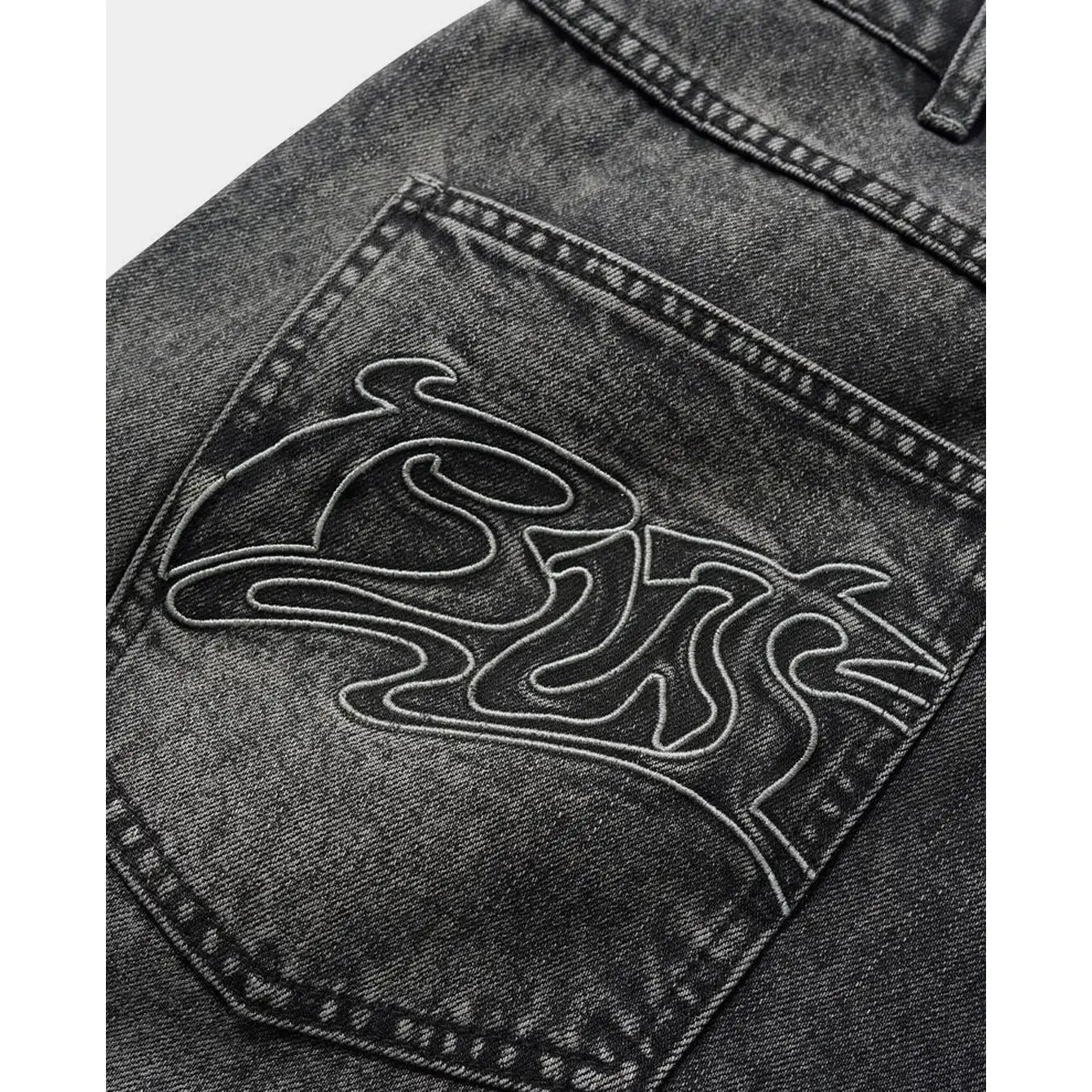 Butter Goods Drummer Baggy Denim Shorts - Streaky Black