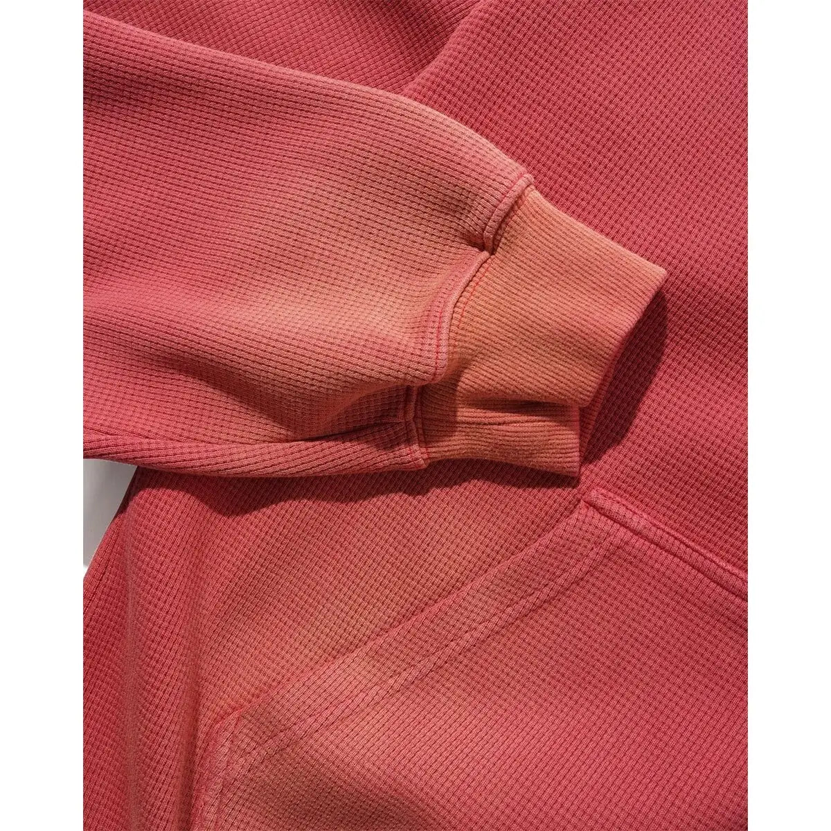 Butter Goods Faded Waffle Zip-Thru Hood - Washed Red