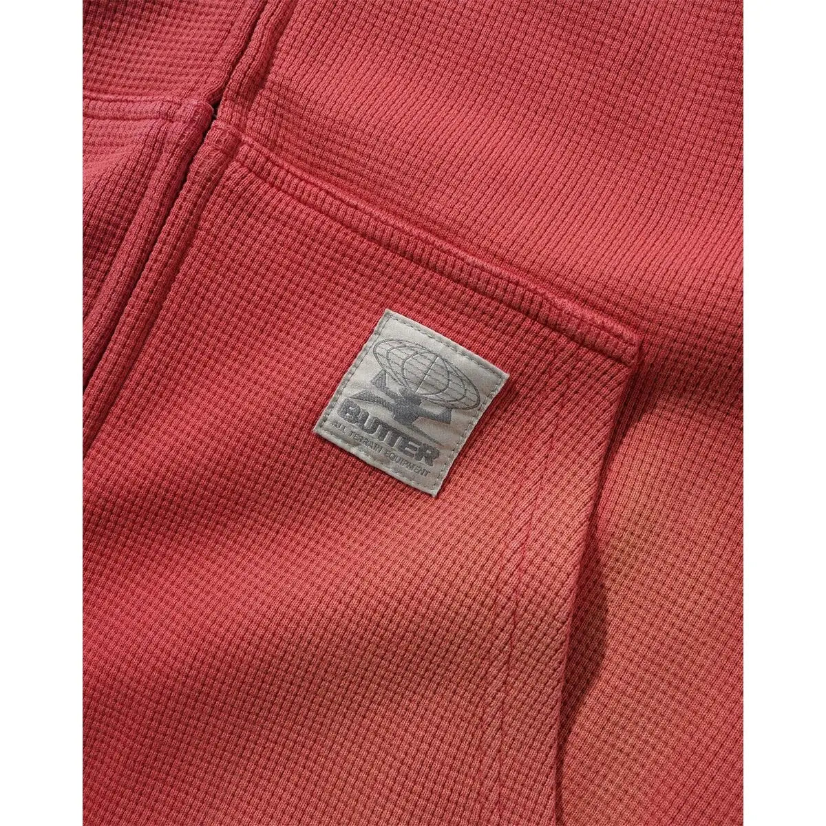 Butter Goods Faded Waffle Zip-Thru Hood - Washed Red