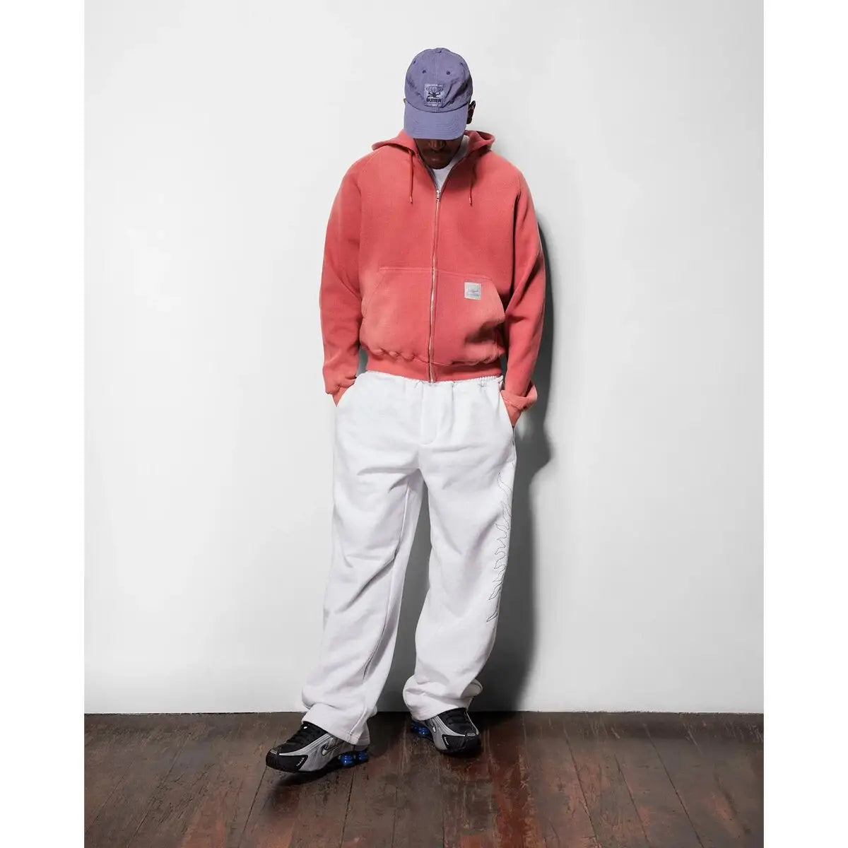 Butter Goods Faded Waffle Zip-Thru Hood - Washed Red
