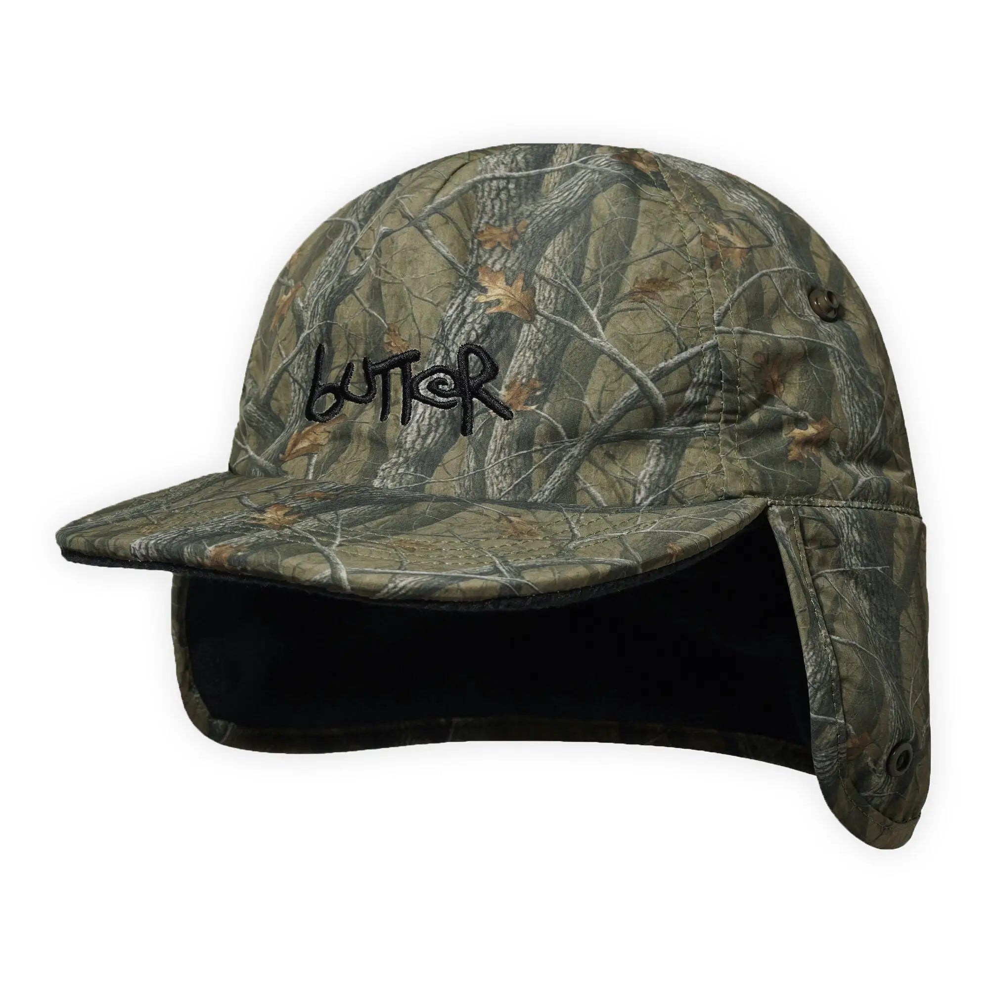 Butter Goods Polartec Reversible Trapper Cap - Forest Camo / Navy