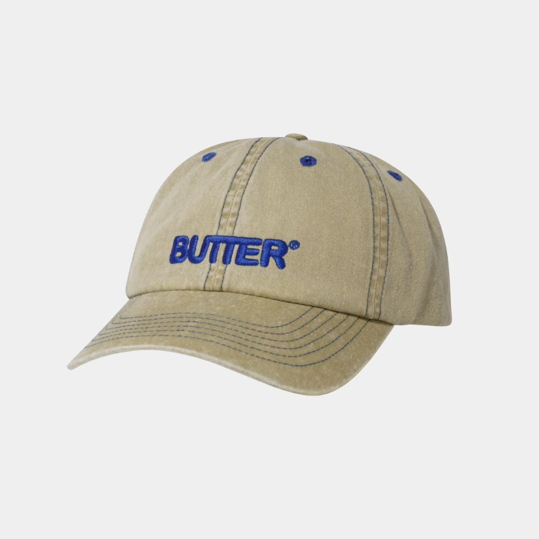 Butter Goods Rounded Logo 6 Panel Cap - Washed Sand