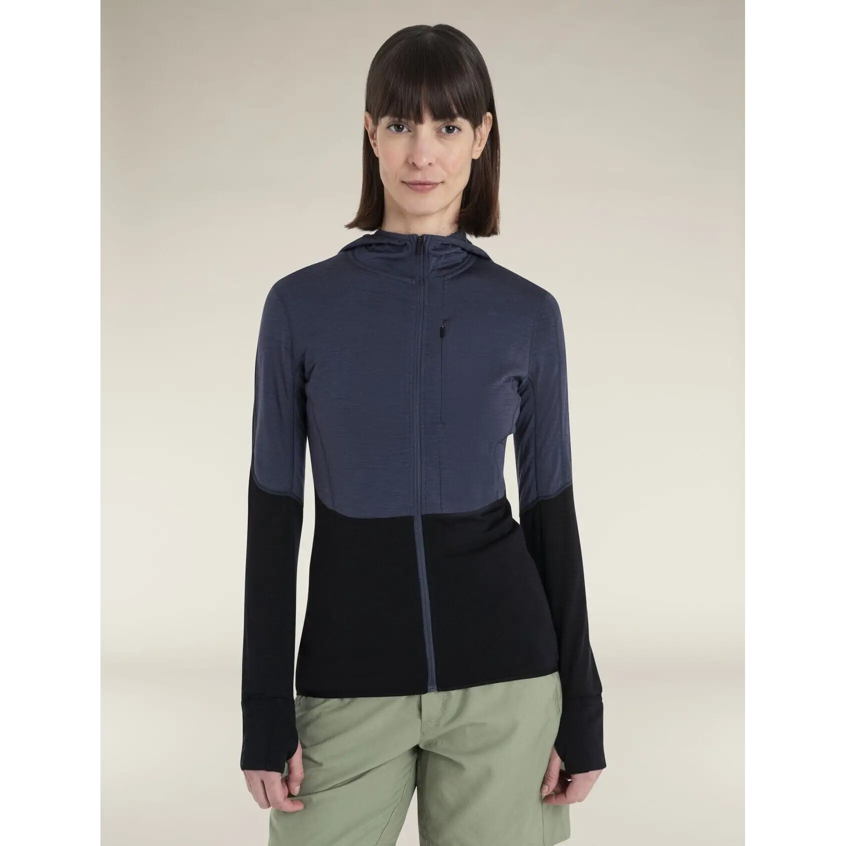 Icebreaker Womens Merino Blend 200 Realfleece Descender Long Sleeve Zip Hoodie