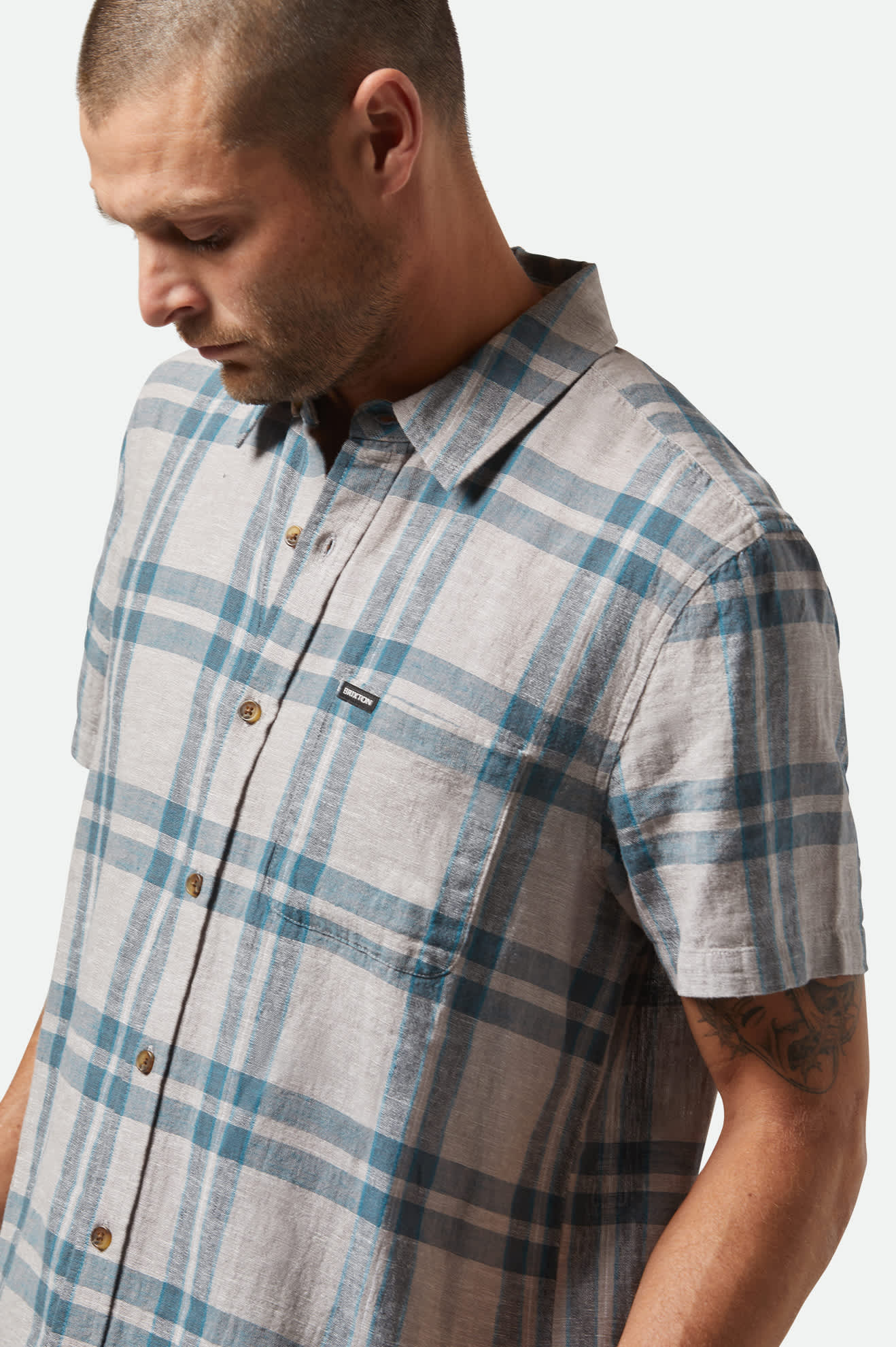 Brixton Charter Linen Blend Short Sleeve Shirt