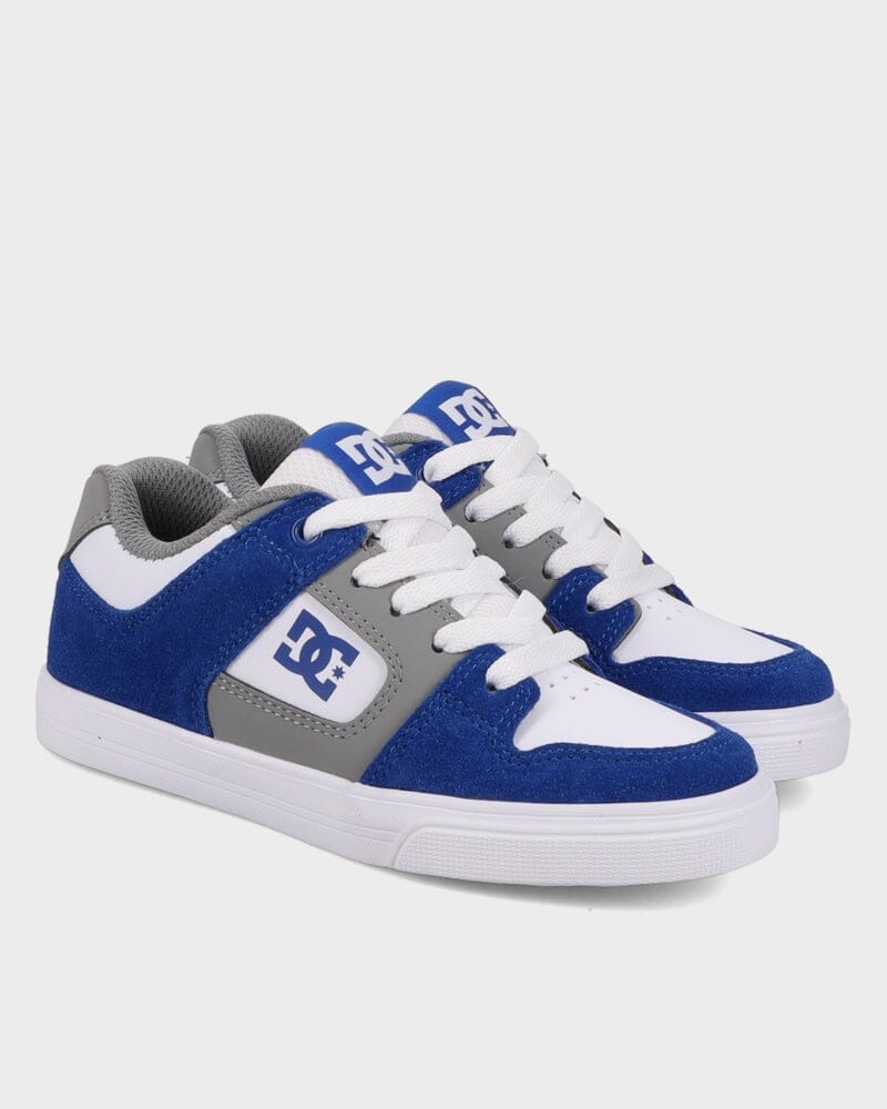 DC Pure Youth Skate Shoes - White / Blue / Grey
