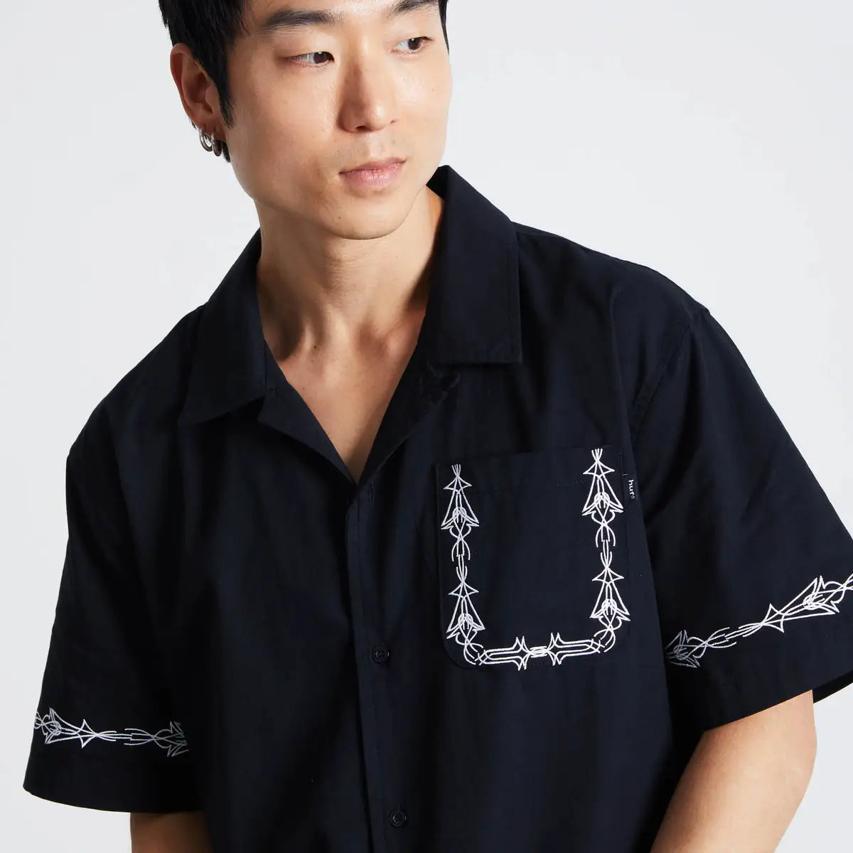 HUF Pinstripe Embroidered Resort Shirt