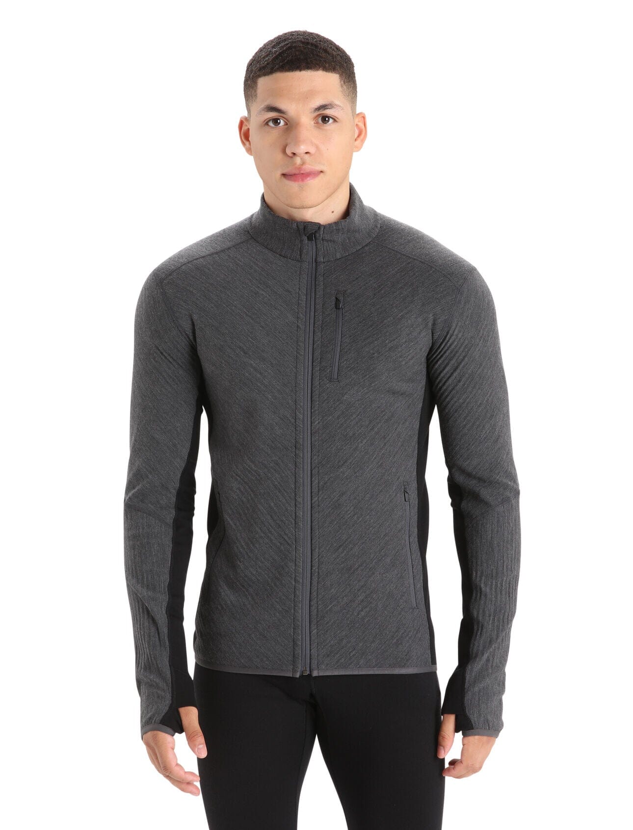 Icebreaker Descender Long Sleeve Zip Jet Heather / Black S