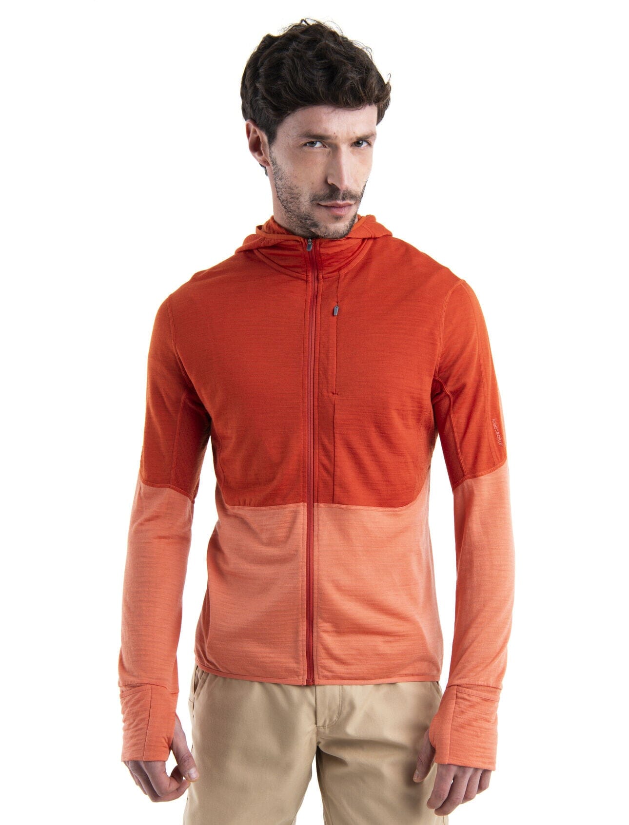 Icebreaker Merino 200 RealFleece Descender Long Sleeve Zip Hoodie Molten / Ember S