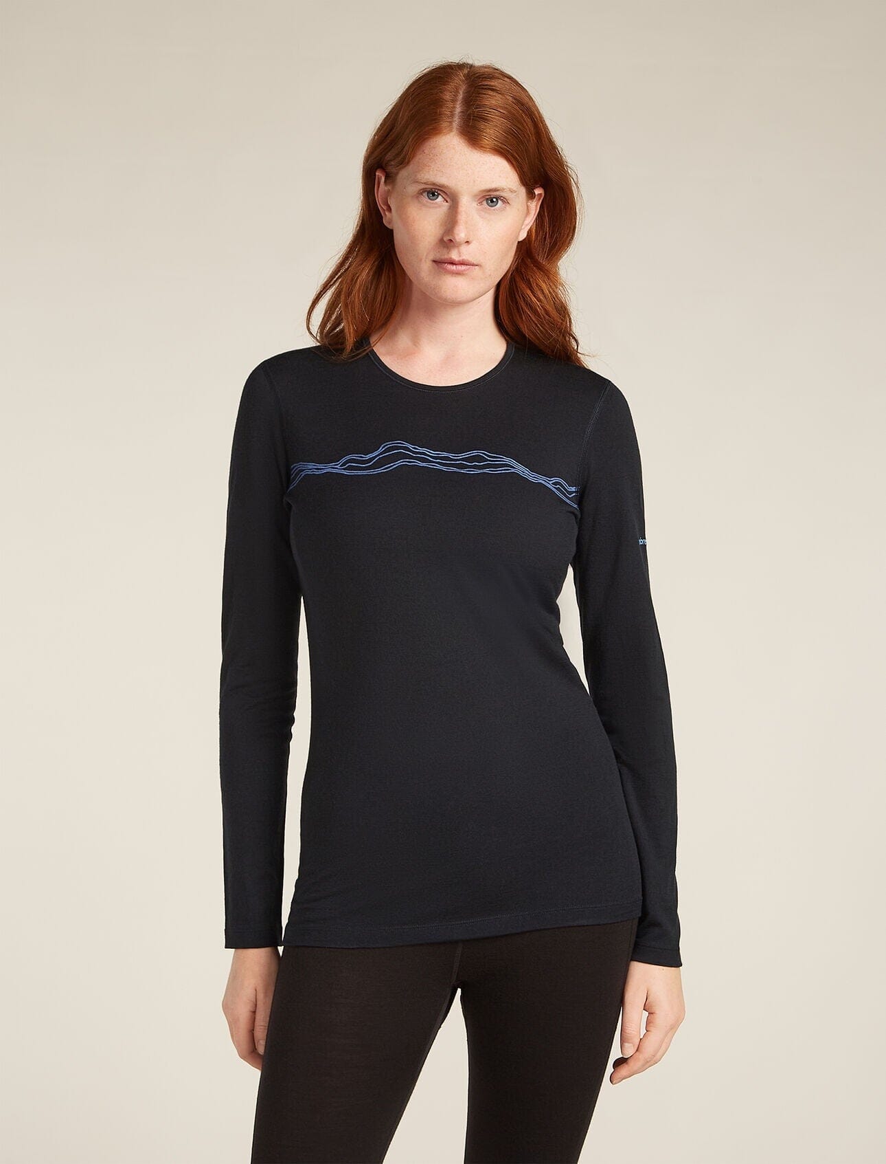 Icebreaker Womens Merino 200 Oasis Long Sleeve Crewe Mountain Pulse