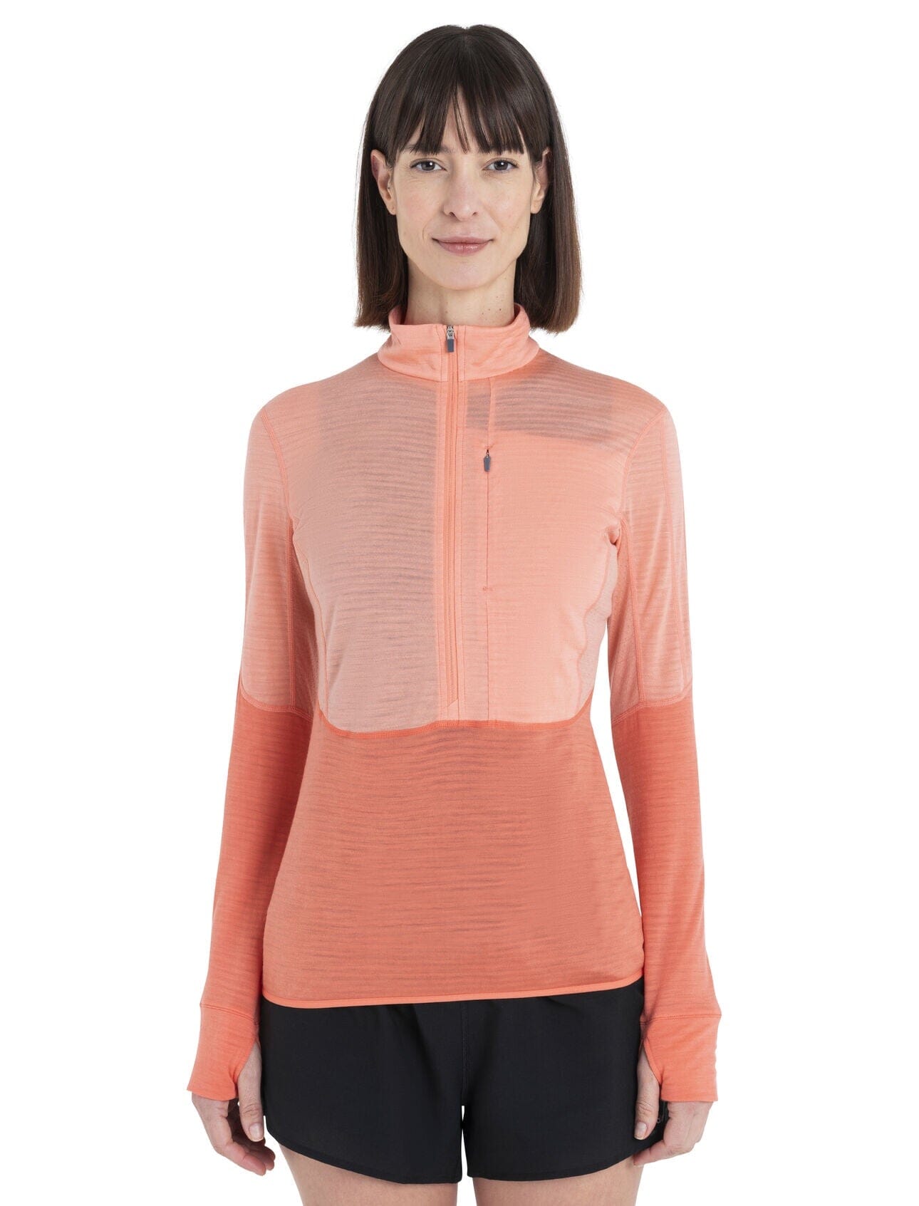 Icebreaker Womens Merino 200 RealFleece Descender Long Sleeve Half Zip Glow / Tang / CB XS