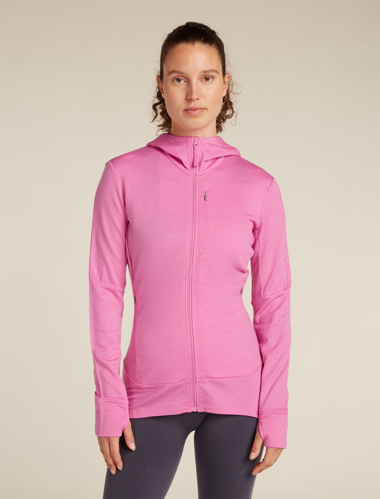 Icebreaker Womens Merino 260 Quantum Long Sleeve Zip Hoodie Pop S