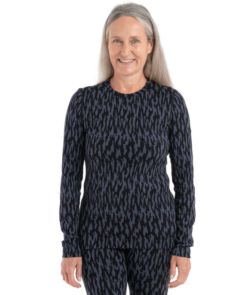 Icebreaker Womens Merino 260 Vertex Long Sleeve Crewe Glacial Flow 2024