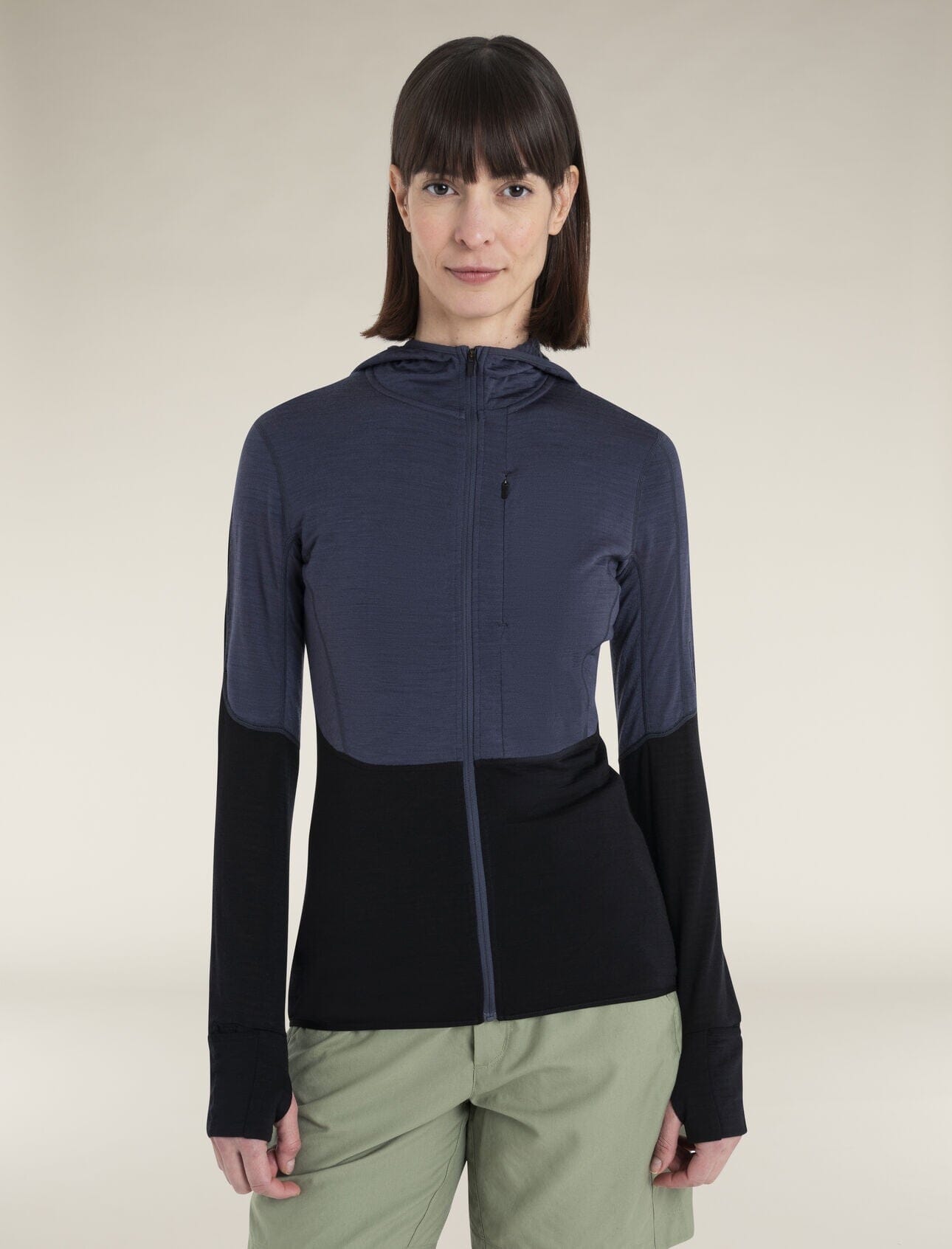 Icebreaker Womens Merino Blend 200 Realfleece Descender Long Sleeve Zip Hoodie