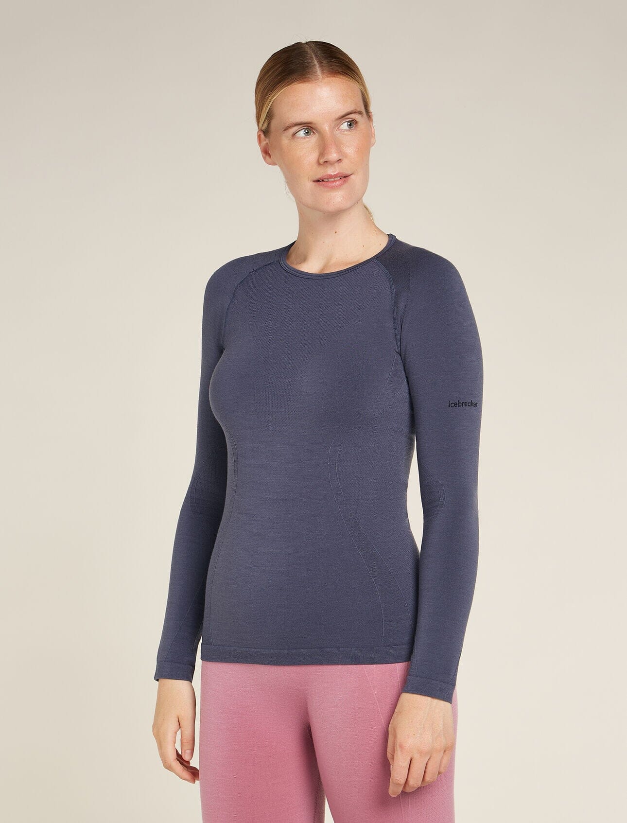 Icebreaker Womens Merino Blend 260 ZoneKnit Seamless Long Sleeve Crewe Graphite S
