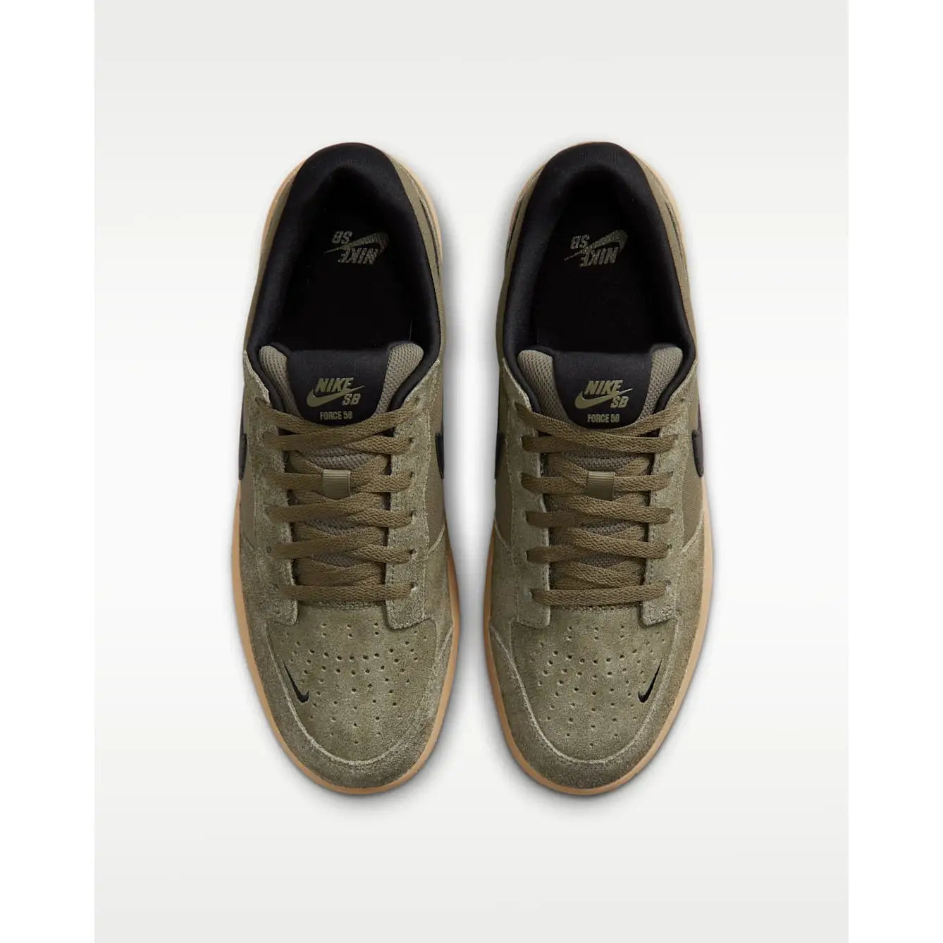 Nike SB Force 58 Shoes - Olive / Olive / Gum Light Brown / Black