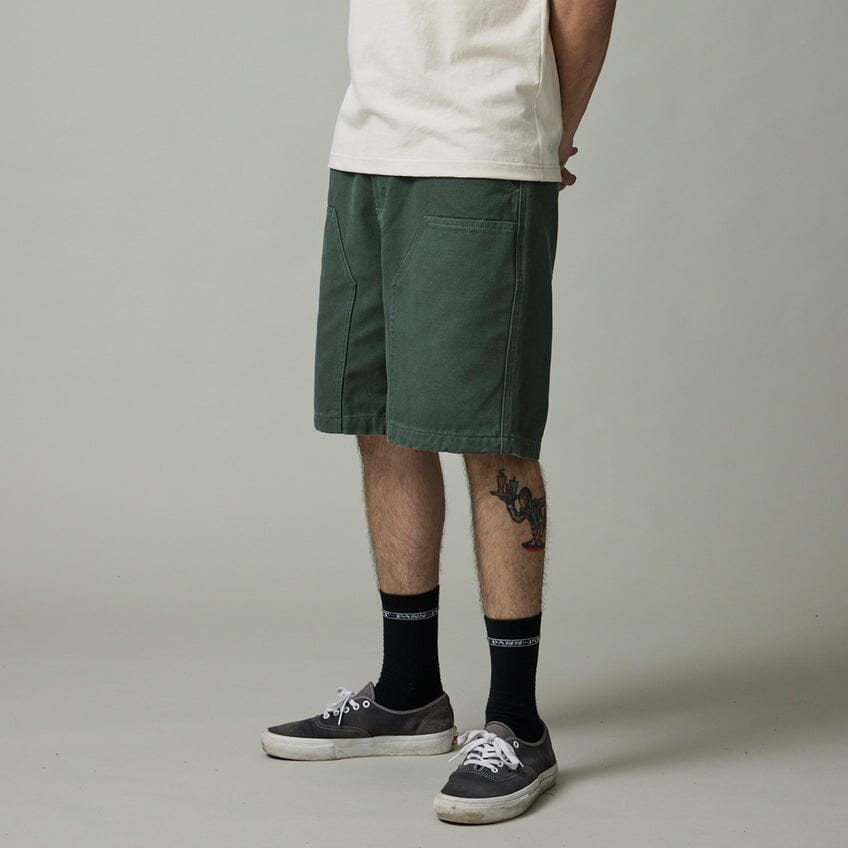 Passport Double Knee Diggers Club Shorts Washed Forest Green 28