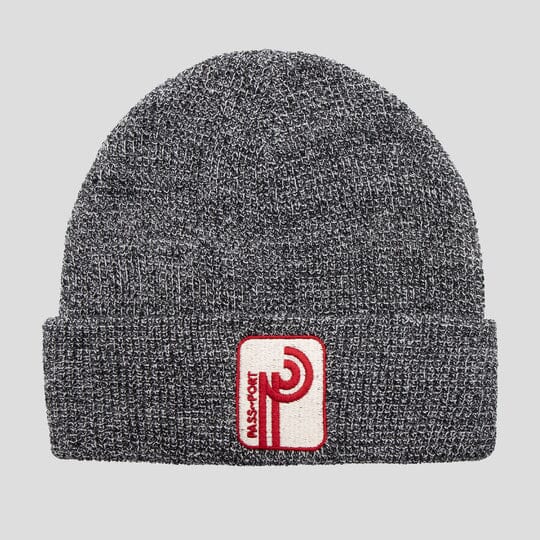 Passport Long Con Waffle Knit Beanie Grey Speckle