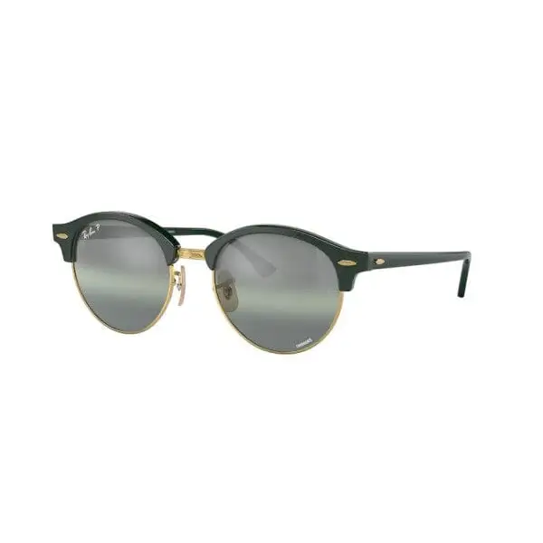 Ray-Ban Clubround Classic Polarised Sunglasses Green on Arista / Dark Green Grad Mirror