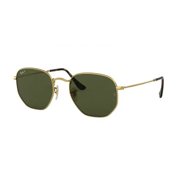 Ray-Ban Hexagonal Polarised Sunglasses - Artisa / G15 Green Polarised - Large - ASUNGLASS
