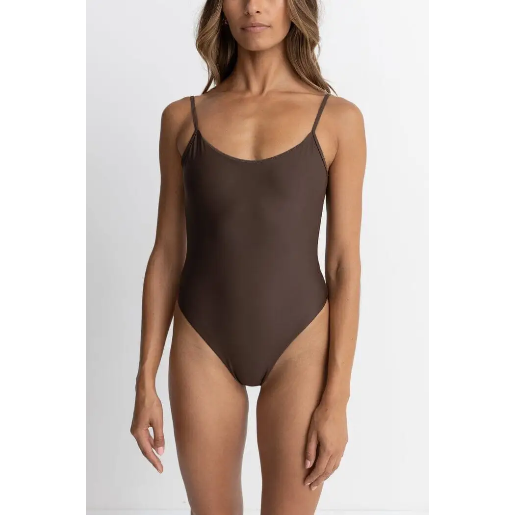 Rhythm Classic Minimal One Piece Swimsuit Chocolate 8