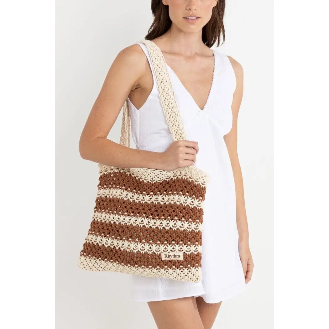 Rhythm Cove Stripe Crochet Tote Bag