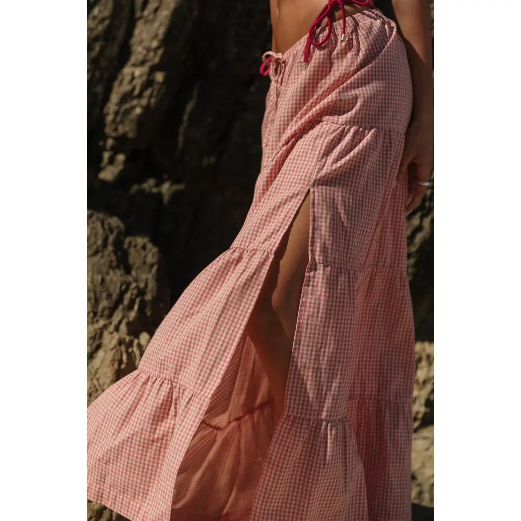 Rhythm Lola Check Tiered Maxi Skirt