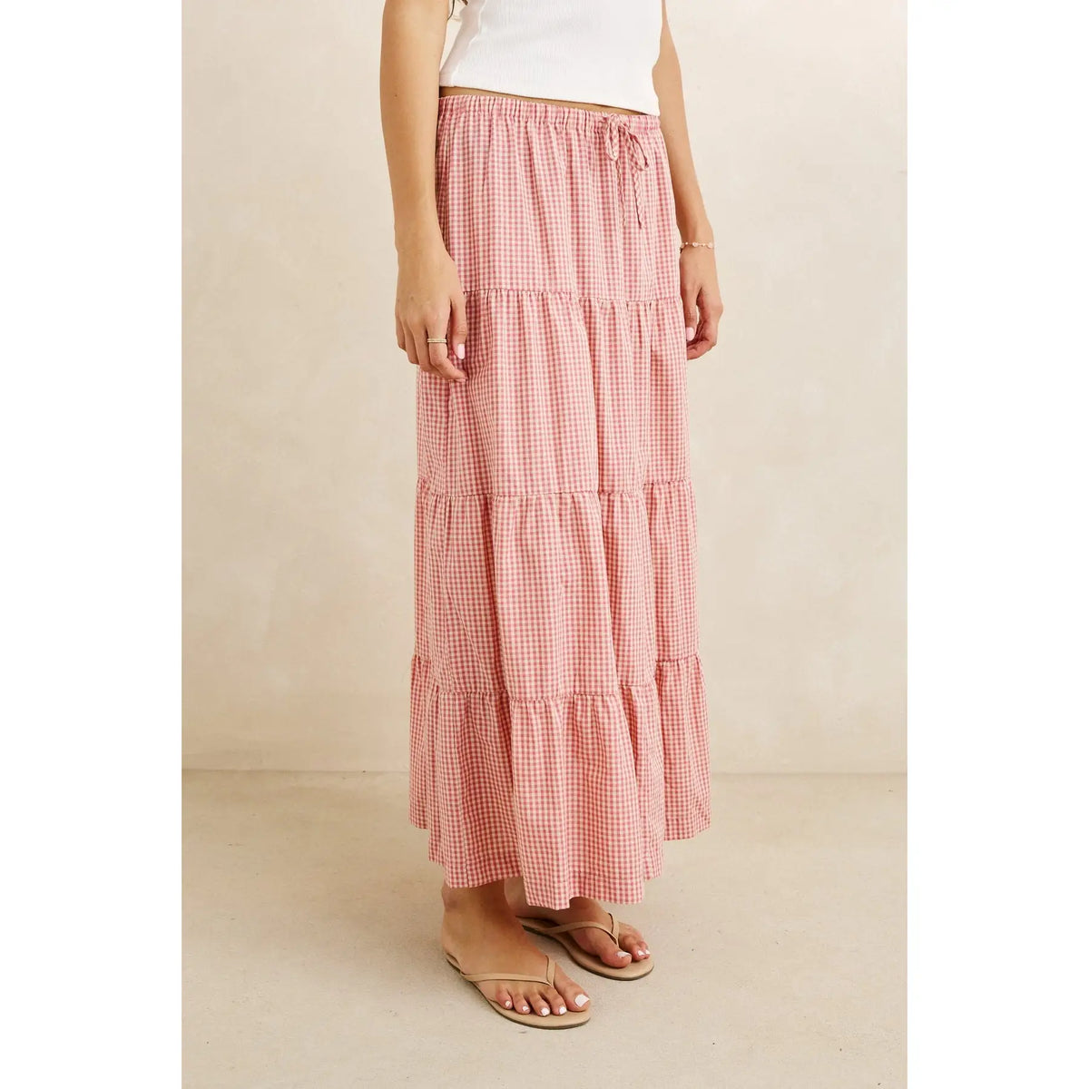 Rhythm Lola Check Tiered Maxi Skirt