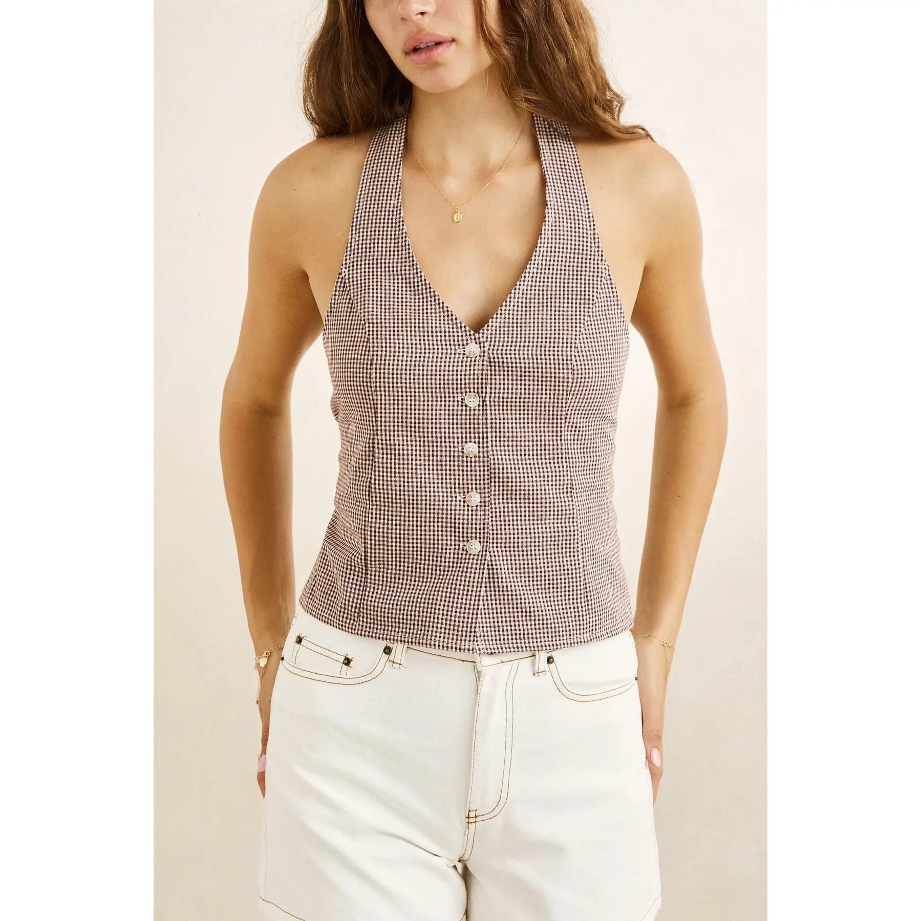 Rhythm London Check Halter Top