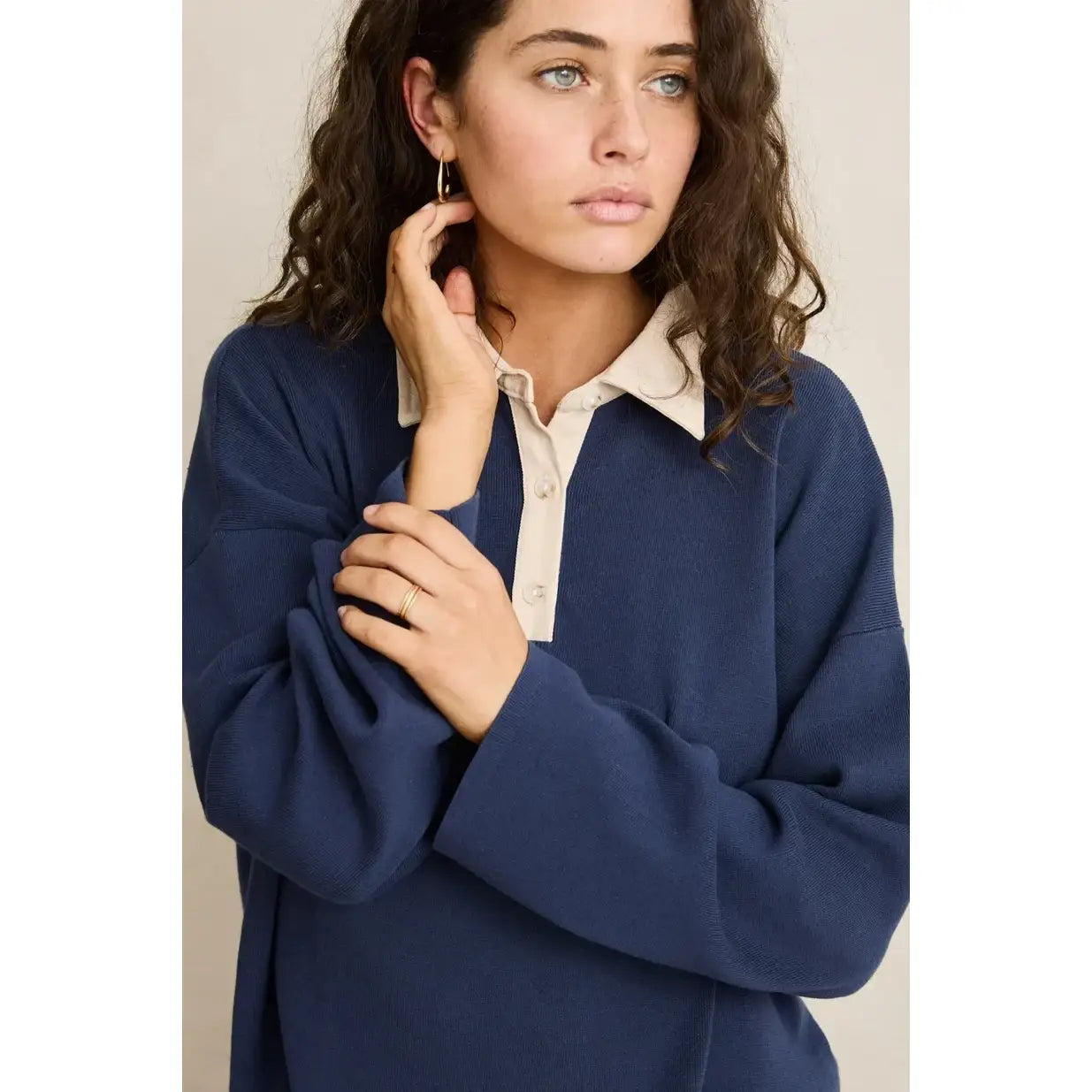 Rhythm Rugby Polo Knit Sweater - Navy