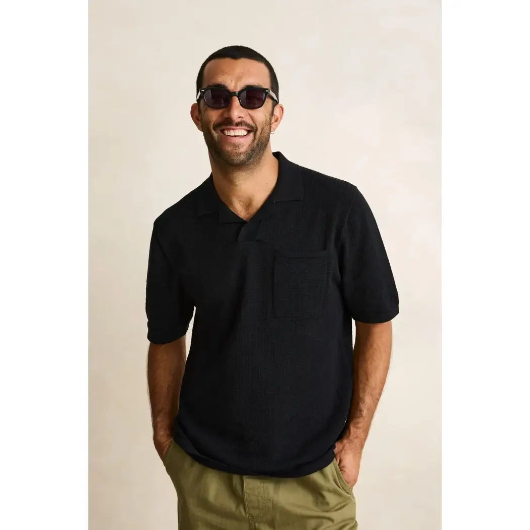 Rhythm Textured Knit Johnny Polo