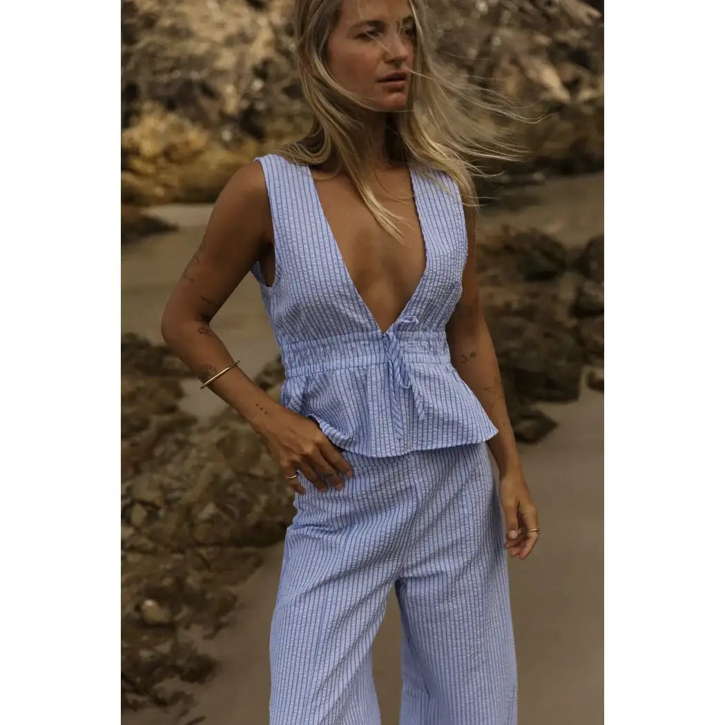 Rhythm Vista Stripe Tie Front Top