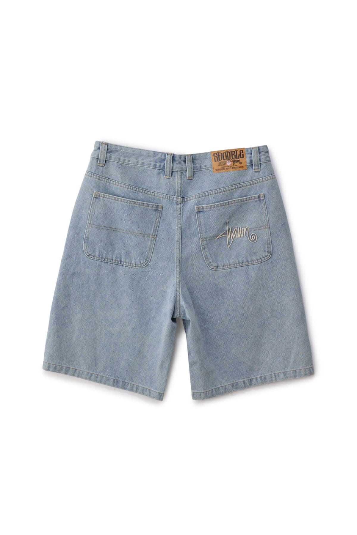 S Double Embroidered Denim Standard Shorts