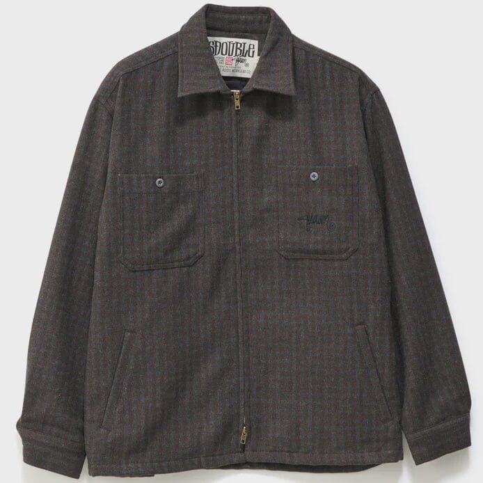 S Double Plaid Zip-Thru Shirt