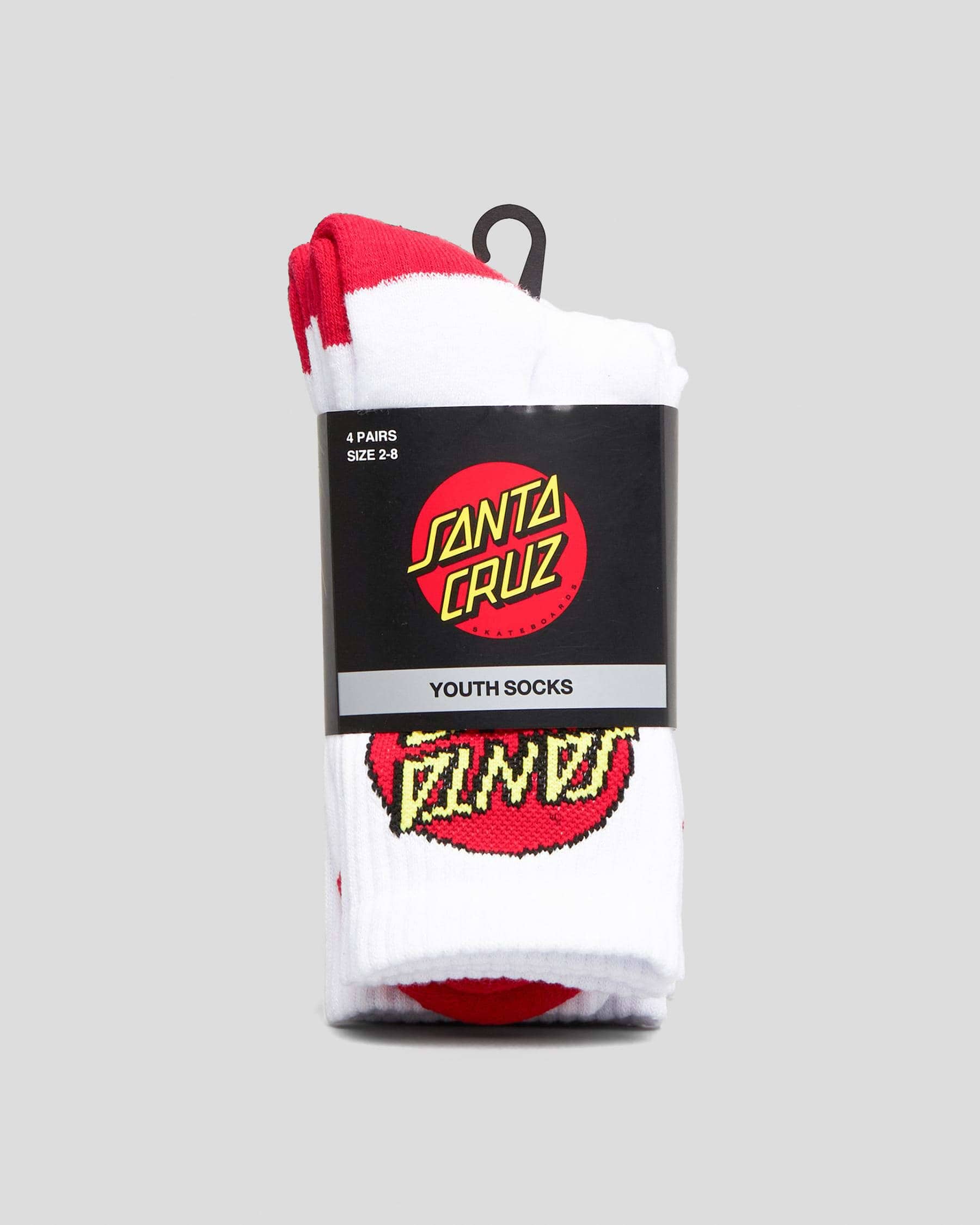 Santa Cruz Classic Dot Youth Crew 4-Pack Socks