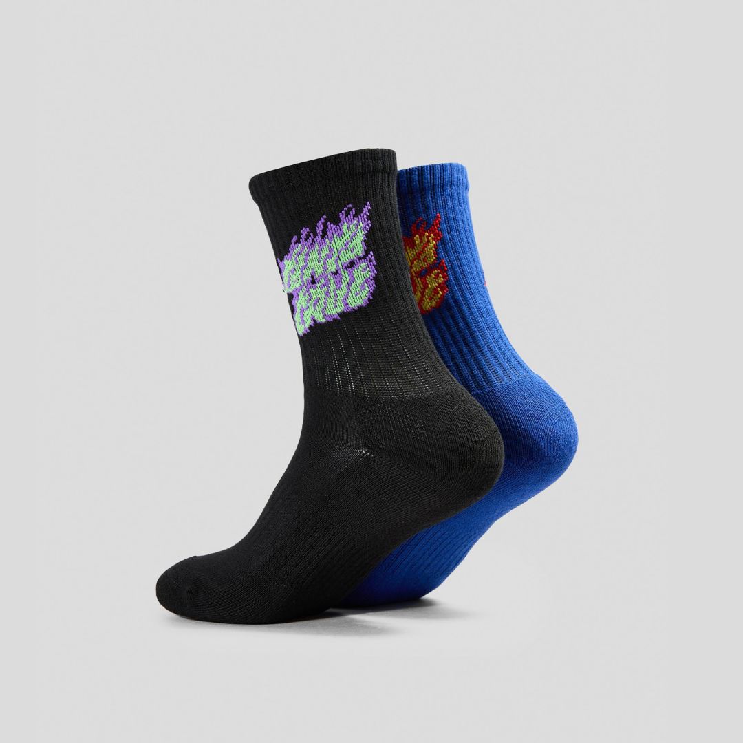 Santa Cruz Flaming Stack Crew Socks 2-Pack