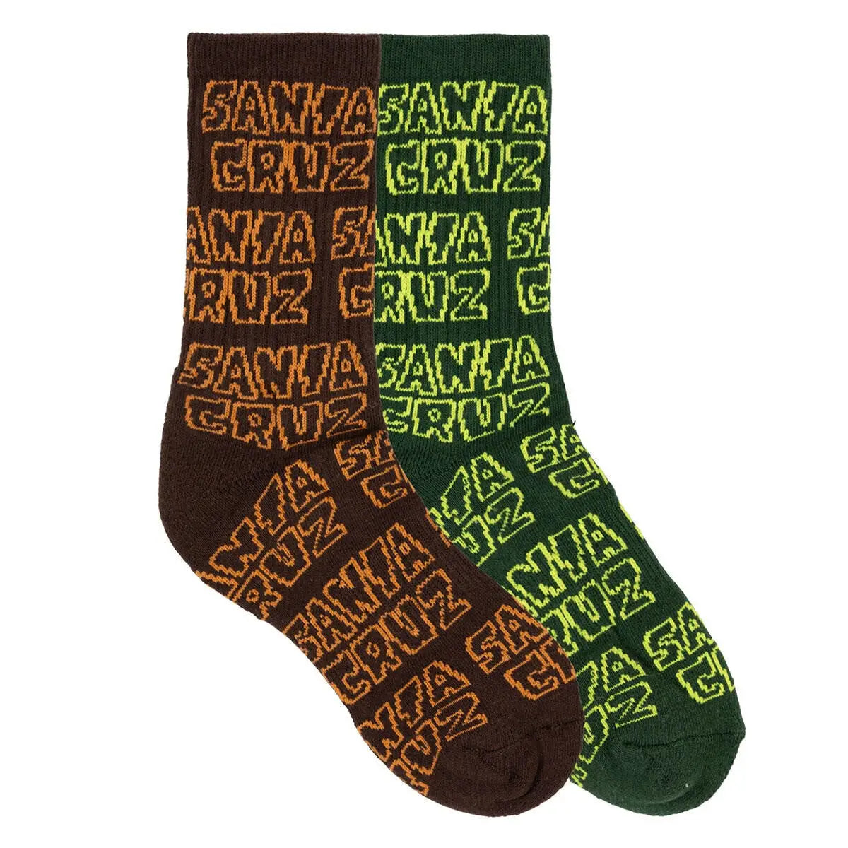 Santa Cruz Youth Multi Cruz Stack Repeat 2 Pack Crew Socks