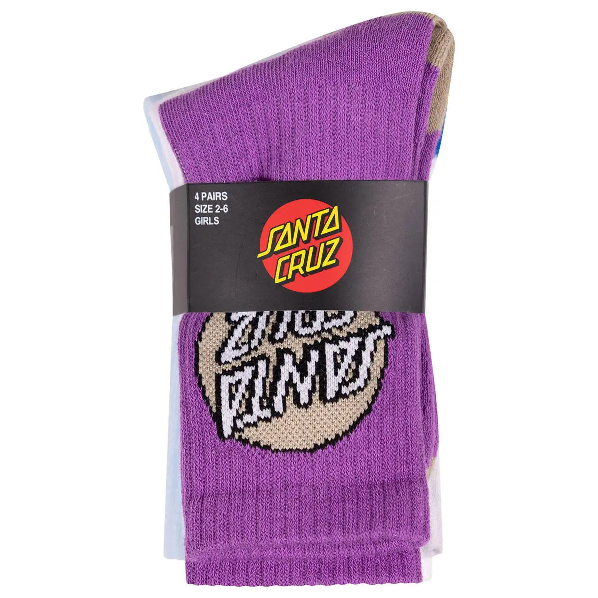 Santa Cruz Youth Other Dot 4-Pack Crew Socks - Blue Aura / White / Purple
