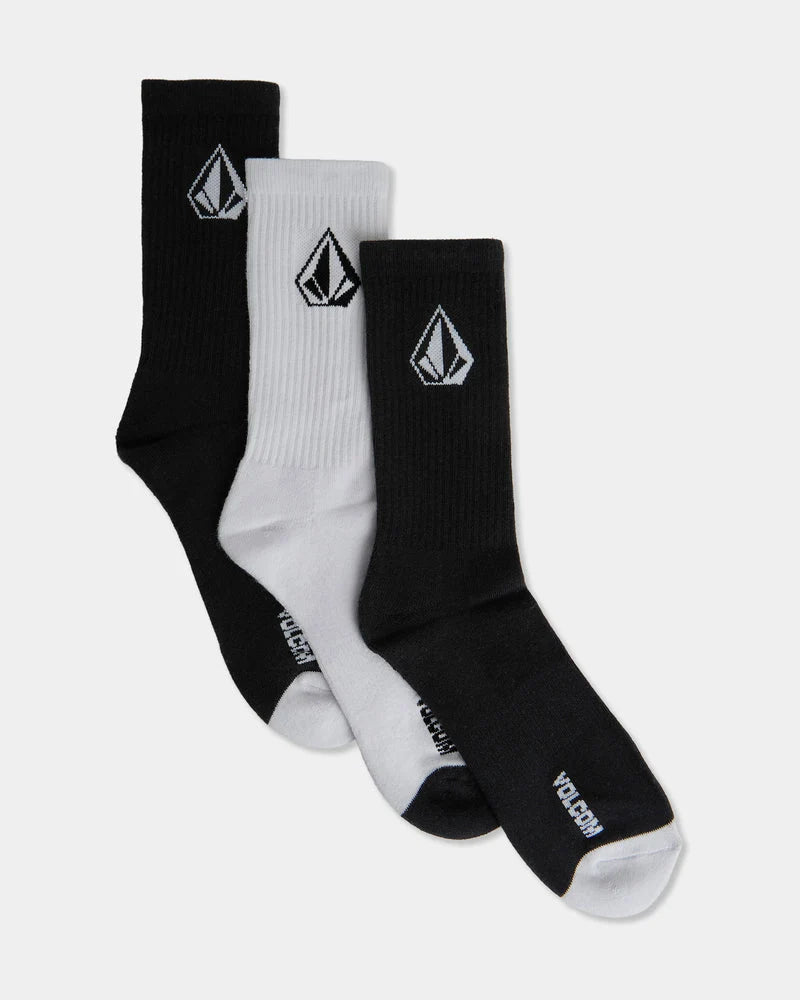 Volcom Stone 3-Pack Socks - Black / White