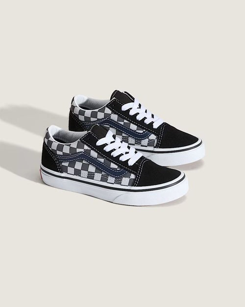 Vans Old Skool Youth Shoes - Tonal Check Blue